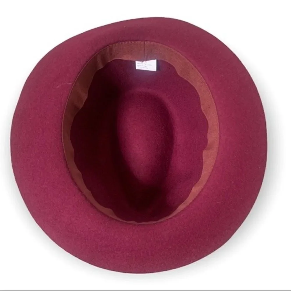 Burgundy Wool Fedora Hat Women's Tweed Band Hipster Autumn Western Boho
